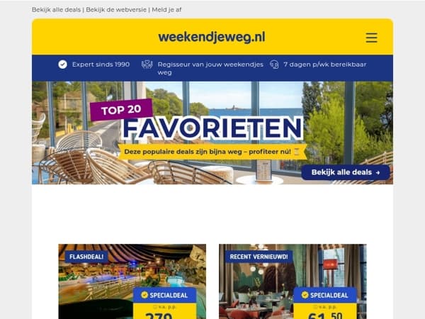 🔥 Scoor jouw deal voordat 'ie weg is! All-inclusive Bonte Wever v.a. 279,- | 4*-Van der Valk hotel Amersfoort + ontbijt v.a. 61,50 & MEER!