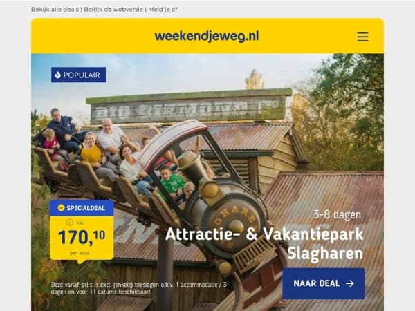⏳ Voor de snelle beslissers - 😱 Laatste kans: Slagharen + ONBEPERKT entree attractiepark & waterpark v.a. €170,10 & MEER! 🔥