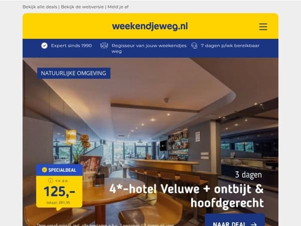 🌳 3 dgn 4*-hotel op de Veluwe + ontbijt & diner v.a. 125 | 22-daagse autorondreis door Italië v.a. 1099 p.p.!