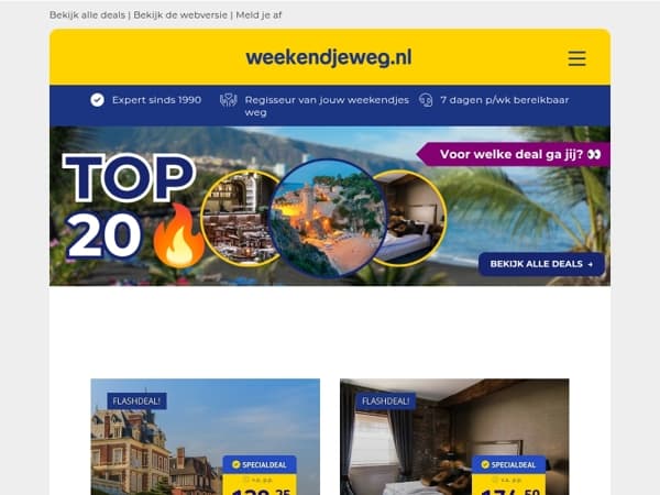 TOP 20! 🔥 NIEUW: 4*-hotel Trouville sur Mer + ontbijt v.a. 120,- | ⚡ FLASHDEAL: luxe suite in Limburg + ontbijt & 3-gangendiner v.a. 174,50 & MEER!