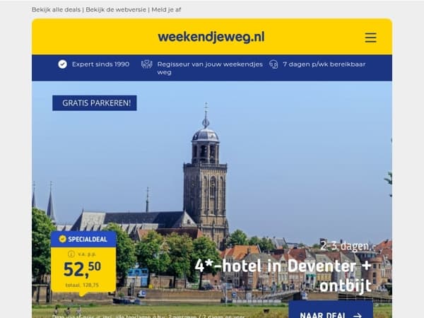 😱 4*-hotel in Deventer + ontbijt v.a. 52,50 | 8-daagse rondreis Marokko + excursies, diners & meer v.a. 389 pp!