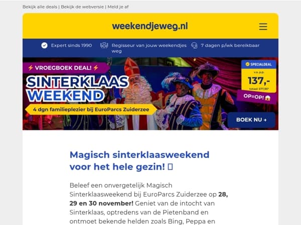 ⚡ Vroegboek-deal: 4-daags Sinterklaasweekend bij EuroParcs Zuiderzee v.a. 137,- p.p.! 🎁🙌