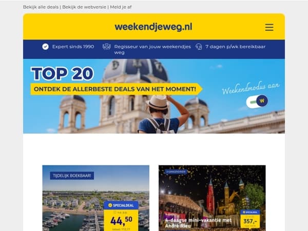 🔛 Zet je weekendmodus aan – dit zijn de TOP 20 meest populaire trips van het moment! 🙌
