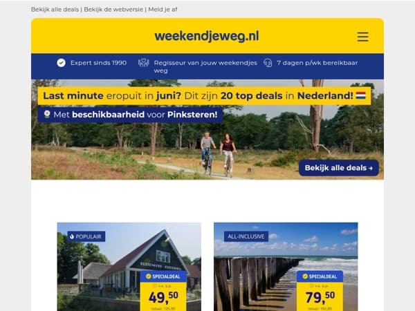 Weekendje weg in juni? 🌼 Dit zijn de beste deals in eigen land! 😍