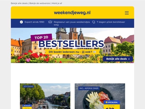 Top 20 BESTSELLERS! 💥 4*-Van der Valk Gorinchem incl. ontbijt v.a. 57,50 p.p. | 3 dgn Veluwemeer + ontbijt + aspergediner v.a. 129,- p.p. & MEER!