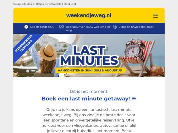 💥 Mega last minutes: vertrek in juni, juli of augustus! ⏰ OP=OP! 😱
