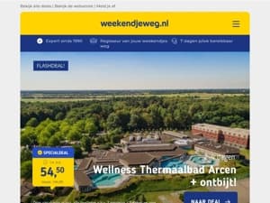 ⚡ NIEUWE FLASHDEALS! ⚡ Thermaalbad Arcen + DELUXE kamer & ontbijt v.a. 54,50 p.p. | Volendam + ontbijt, toegang zwembad & GRATIS parkeren v.a. €49,50 p.p.!