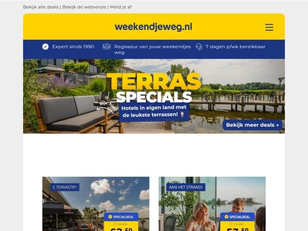 Terrasweer? 🍹 Tijd voor een nachtje weg: de leukste hotels mét terras vanaf €38,- p.p.!