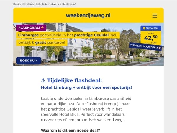 ⚠️ Flashdeal: Zuid-Limburg + ontbijt & parkeren nu vanaf €42,50 p.p. – OP=OP! 🤯