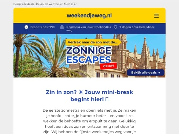 Zomerkriebels? ☀️ Boek je zonnige escape vanaf €57 p.p.! 🤩