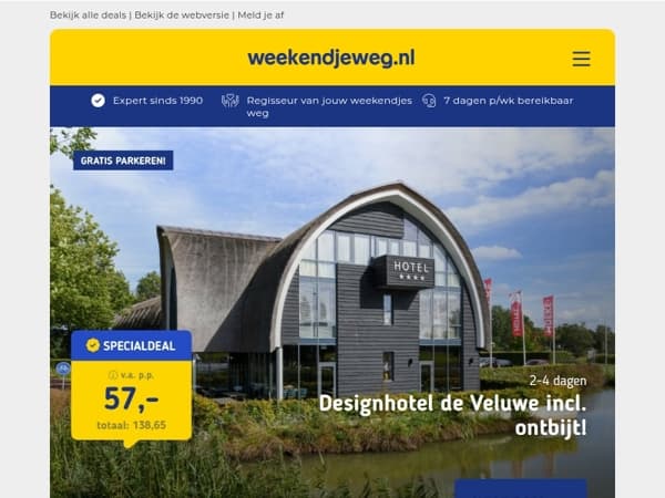 🔥 Nergens goedkoper: Designhotel op de Veluwe + ontbijt v.a. 54,50 | Stedentrip naar Sevilla v.a. 299 p.p.!