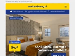 Roompot Volendam + ontbijt v.a. 54,50 | 4*-Designhotel de Veluwe + ontbijt v.a. 42,50 p.p.!