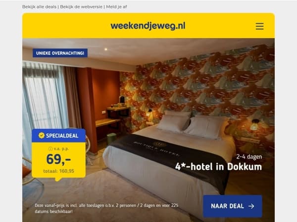 🚨 Nieuwe week, nieuwe deals: 3x tijdelijke FLASHDEALS vanaf 69,- p.p.! ⚡