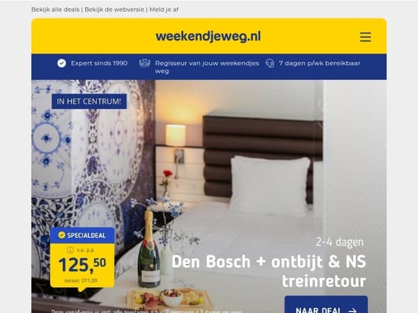 🚆 Den Bosch + NS treinretour v.a. 125,50 | 4*-Van der Valk Gorinchem + ontbijt v.a. 57,50 p.p.!