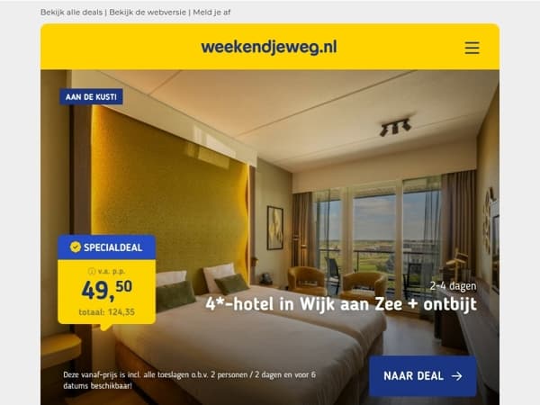 Luxe 4*-hotel in Wijk aan Zee + ontbijt v.a. 49,50 | 4*-Van der Valk bij Düsseldorf + ontbijt v.a. 57,50 p.p.!