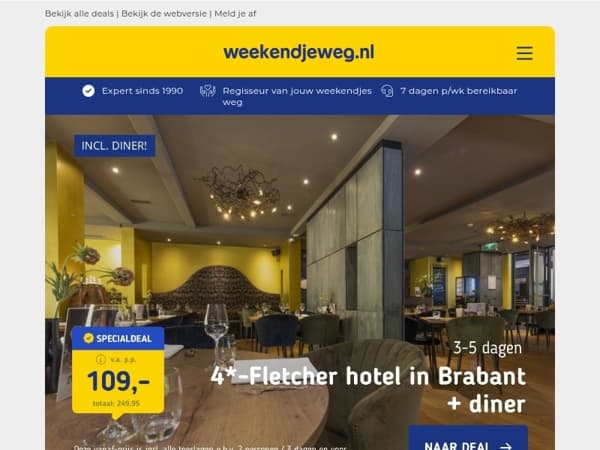 3 dgn bourgondisch Brabant + ontbijt & diner v.a. 99 | Zomer Sale: Den Haag & Scheveningen v.a. 72,50 p.p.! 🏖️