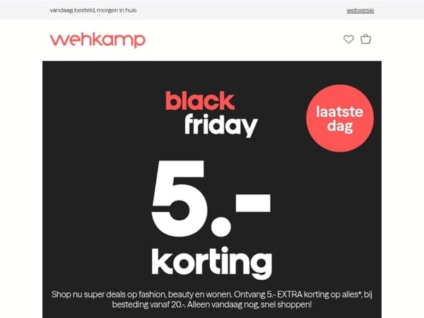 Laatste dag: 5.- EXTRA korting! ⏰