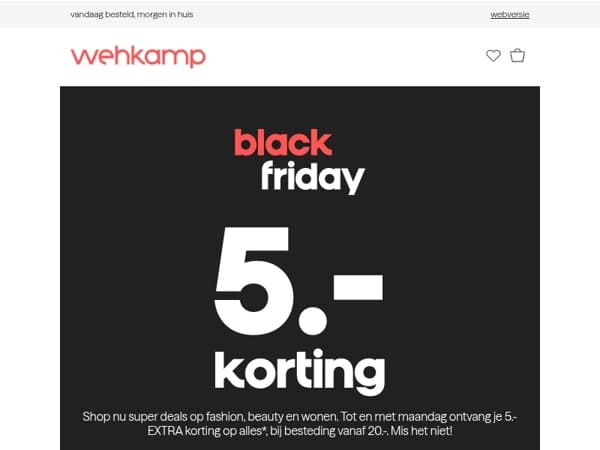 🚨 5.- EXTRA korting tijdens Black Friday