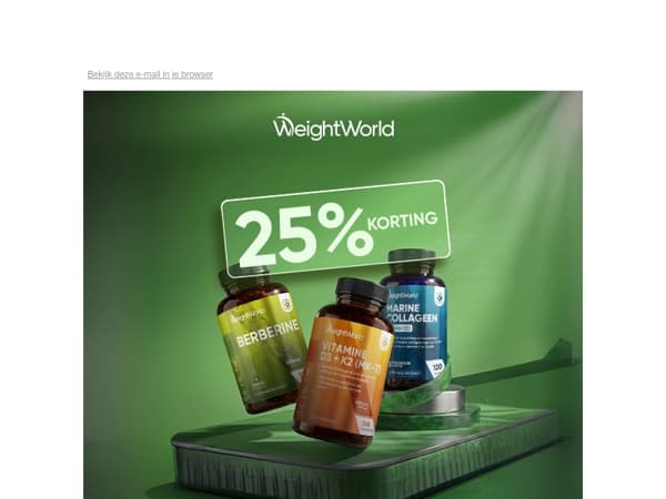 Nu 25% korting op het hele assortiment