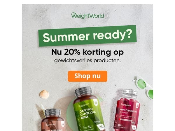 Nu 20% korting op gewichtsverlies producten