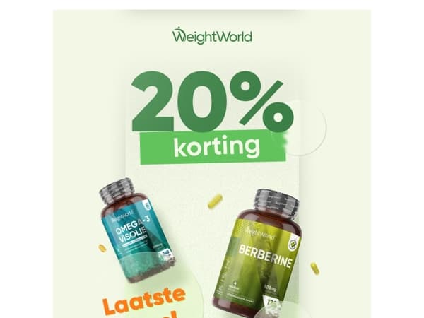 Laatste kans op 20% korting