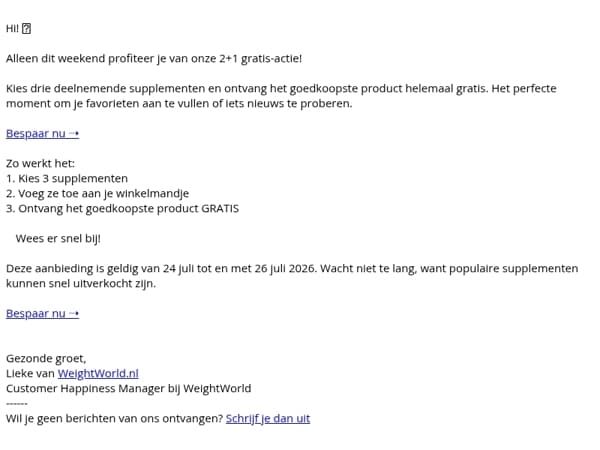 🎁 Dit weekend: 2+1 GRATIS!