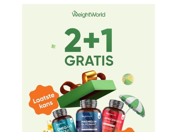 Laatste kans: 2+1 gratis op ALLES
