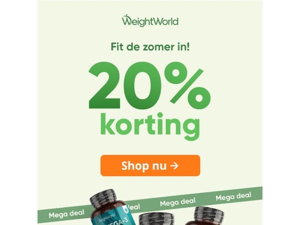 Nu 20% korting op supplementen