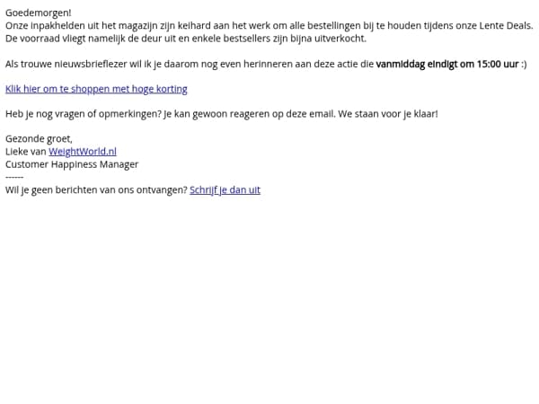 Laatste kans op kortingen tot 40% bij WeightWorld