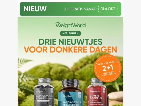 3 nieuwkomers, vanaf vandaag 2+1 gratis 👀