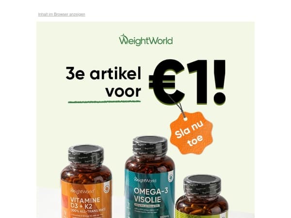 Nu 3e product voor €1 😎