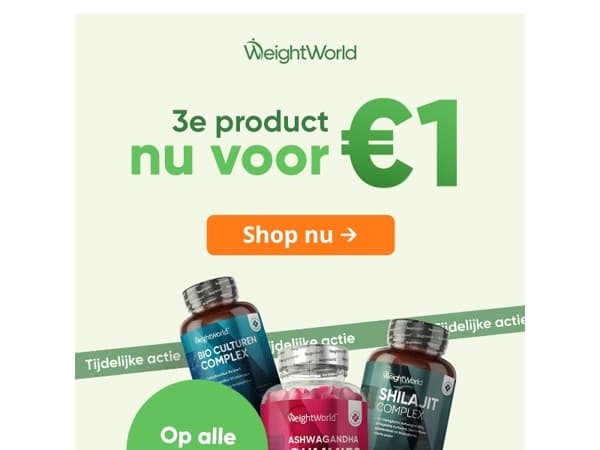 Nu 3e product voor €1 😎