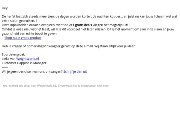 Fit de herfst in met 2+1 gratis