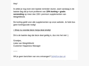 💥 Pssst, laatste kans op 15% korting én gratis verzending op ALLES