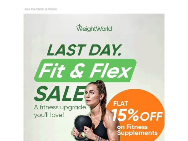 🚨24 Hours Left: Get FLAT 15% off on All Fitness Supplements
