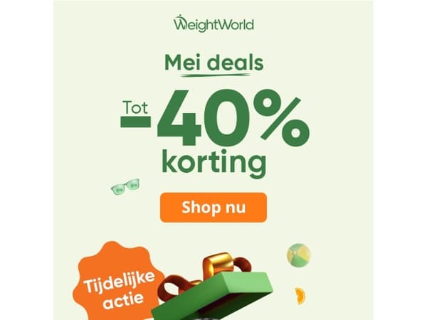 Nu tot 40% korting tijdens onze mei deals 🌞