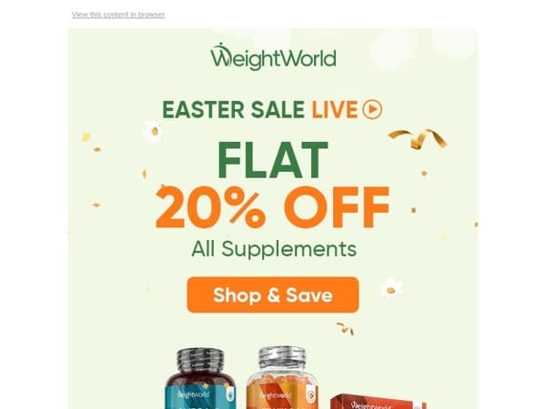 🐣 Easter Special: FLAT 20% Off All Supplements!