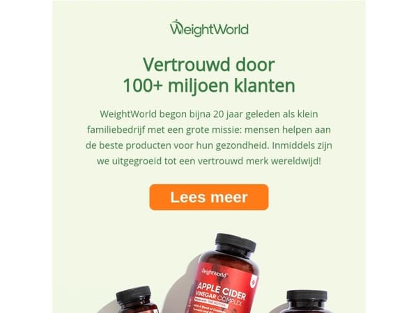 5 redenen waarom WeightWorld vertrouwd is door miljoenen klanten.