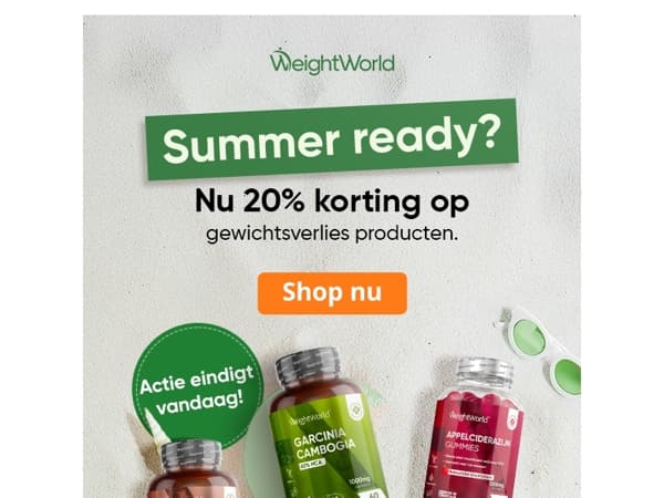 🔥 Nu of nooit: 20% korting op gewichtsverlies producten