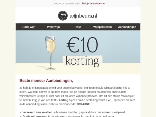 Alsjeblieft: 10 euro korting...
