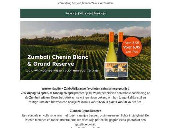 Weekenddeal: Zumbali wijnen nu €6,95 per fles!