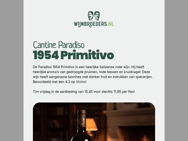 Midweekdeal: Cantine Paradiso 1954 nu €11,95!