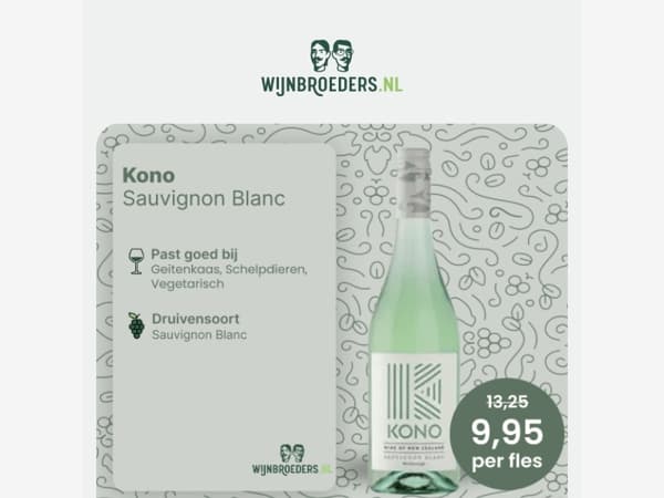Laatste dag: 25% korting op Kono Sauvignon Blanc – nu €9,95!