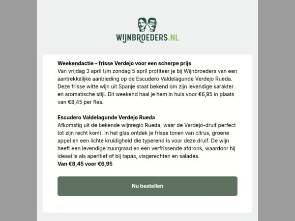 Weekenddeal: Verdejo Rueda nu €6,95 per fles!