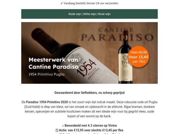 Paradiso 1954 Primitivo - 4.3★ op Vivino én nu voor €13,45!