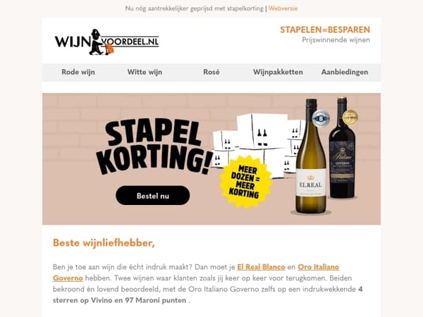 Hoge korting op prijswinnende wijnen