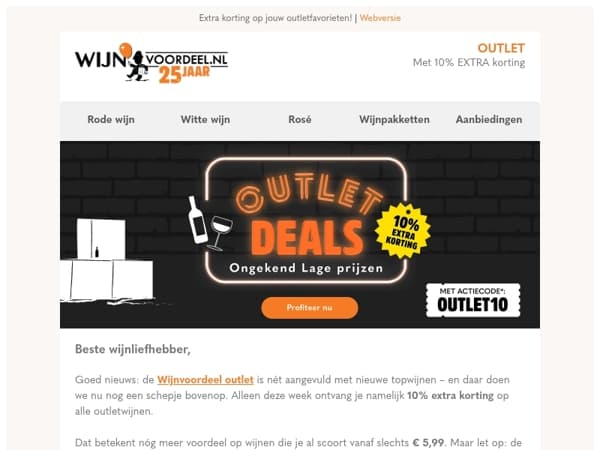 NU: 10% extra korting op outletwijnen