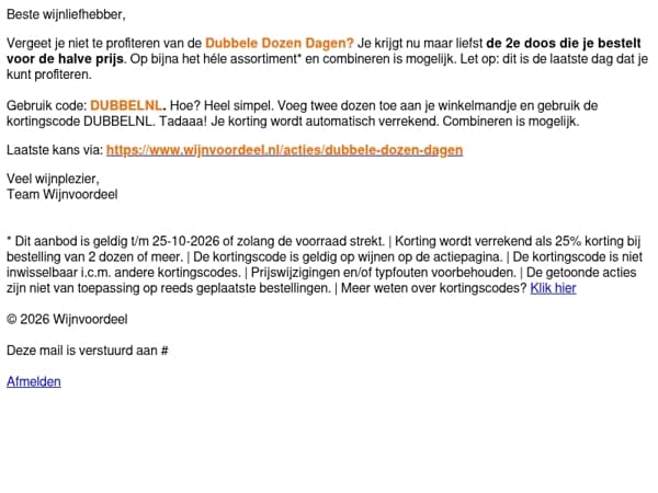 Laatste kans: 2e doos halve prijs