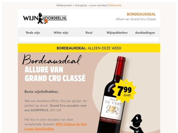 BORDEAUXDEAL | 7,99 voor zes jaar gerijpte TOP-Bordeaux