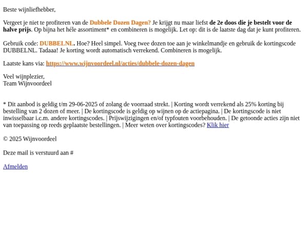 Laatste kans: 2e doos halve prijs